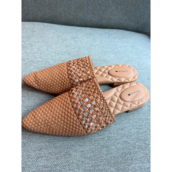 Birdies Dove Woven Toffee Brown Vegan Faux Leather Pointed Toe Slide Mules 10.5 - Picture 2 of 10